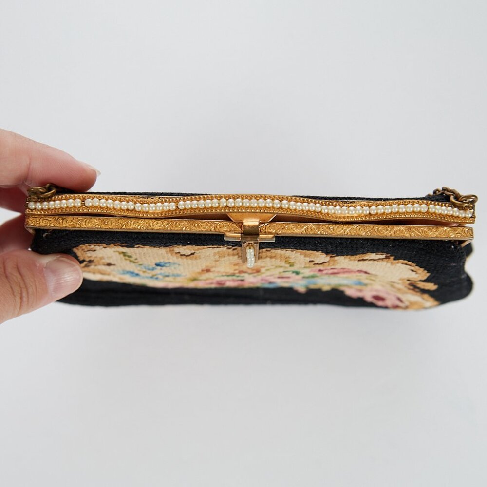 Vintage Petit Point Tapestry Evening Bag with Chain Strap - Picture 3 of 9